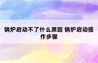 锅炉启动不了什么原因 锅炉启动操作步骤